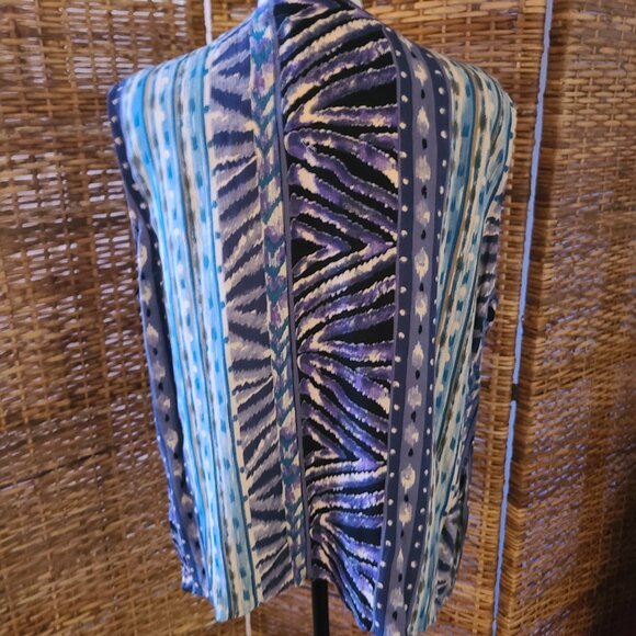 VTG NWT Timbuktu Station Blue Beige Button Sleeveless Blouse Sz M USA Made - Picture 4 of 5